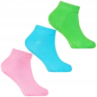 Skarpetki dla dzieci - Skarpetki Dziewczęce Antypoślizgowe za kostkę 3-pak WIELOKOLOROWY 31-34 - miniaturka - grafika 1