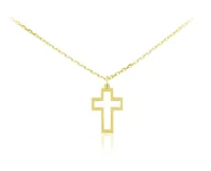 Biżuteria religijna - Srebrny naszyjnik z krzyżykiem - FD30 24k złocenie - miniaturka - grafika 1