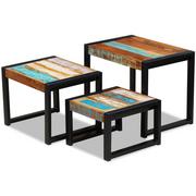 Ławy i stoliki kawowe - vidaXL Stolik kawowy trzyczęściowy z drewna odzyskanego - miniaturka - grafika 1
