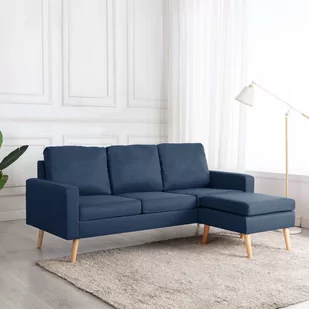 vidaXL 3-osobowa sofa z podnóżkiem, niebieska, tapicerowana tkaniną - Narożniki - miniaturka - grafika 1