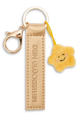 NICI Breloczek do kluczy Twoja gwiazda szczęścia taśma ze sztucznej skóry 10 cm z gwiazdą i złotym towarzyszem do plecaka lub torby, uchwyt na klucze dla małych i dużych 62029