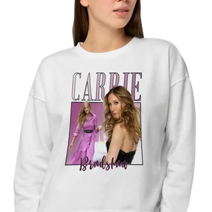 Bluza Biała Damska Dresowa CARRIE BRADSHAW Glamour Dla Fanek Piękne Wz -M - Bluzy damskie - miniaturka - grafika 1