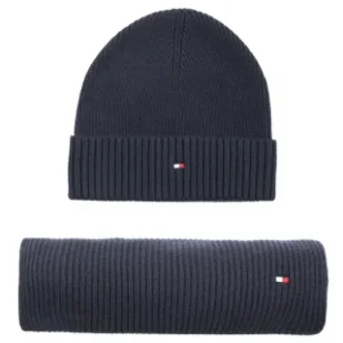Zestaw Prezentowy Czapka i Szalik Flag Pima Cotton Beanie&Scarf AM0AM012937 DW6 (TH1203-a) Tommy Hilfiger - Czapki damskie - miniaturka - grafika 1