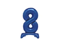 Balony i akcesoria - Balon foliowy stojący cyfra 8 niebieski - 76 cm - 1szt. - miniaturka - grafika 1