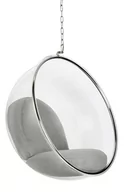 Fotele - King Home Fotel wiszący BUBBLE poduszka jasnoszara - korpus akryl, poduszka wełna KH.32049 - miniaturka - grafika 1