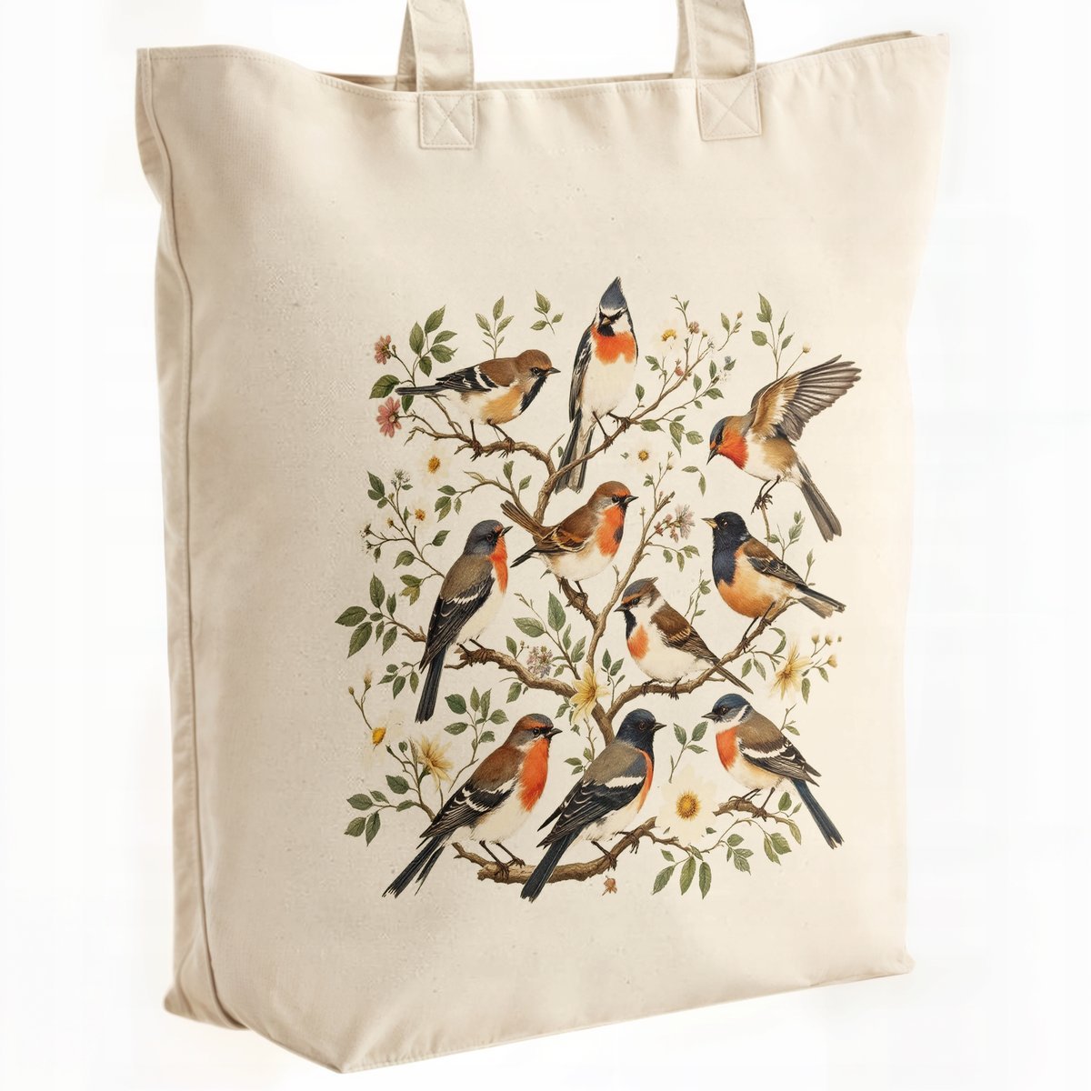 Torba bawełniana premium na zakupy Motyw Ptaków Ptaki Kolaż Prezent