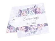 Kartki okolicznościowe i zaproszenia - Zaproszenie na ślub z kopertą lawendowe - 6 szt. - miniaturka - grafika 1