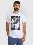 Koszulki męskie - 4F T-shirt regular z nadrukiem męski - biały L - miniaturka - grafika 1