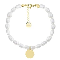 Bransoletki - Bransoletka perełkowa z pozłacanym charmsem słoneczkiem do personalizacji - Manoki - miniaturka - grafika 1