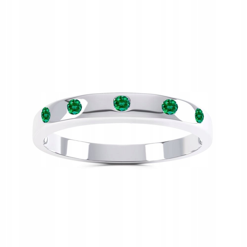 obrączka srebrna ze szmaragdami