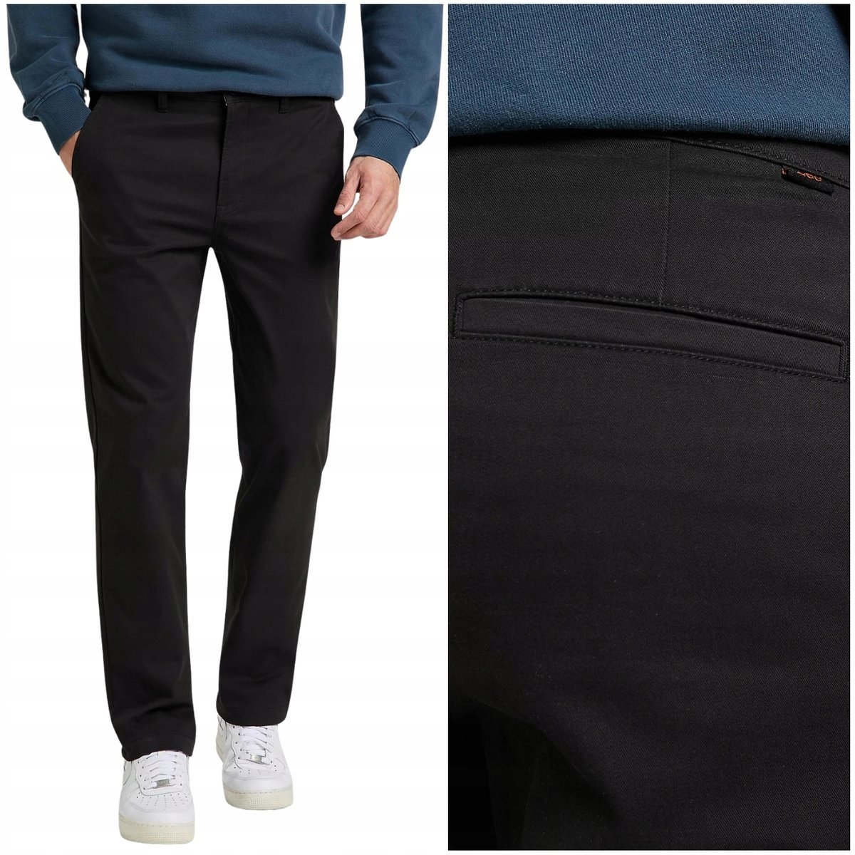 Lee Regular Chino Black bawełniane spodnie materiałowe chinosy W33 L34