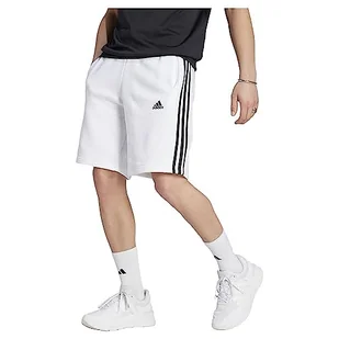 adidas Męskie Essentials polarowe szorty z 3 paskami, S białe - Spodenki damskie - miniaturka - grafika 1