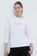 Bluzki damskie - EA7 Emporio Armani longsleeve damski kolor biały - miniaturka - grafika 1