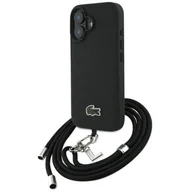 Etui i futerały do telefonów - Etui LACOSTE Iconic Petit Pique Crossbody Cord MagSafe do Apple iPhone 16 Plus Czarny - miniaturka - grafika 1