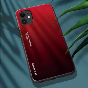 Gradient Glass etui pokrowiec nakładka ze szkła hartowanego iPhone 12 mini czarno-czerwony - Etui i futerały do telefonów - miniaturka - grafika 3