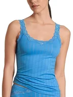 Koszulki i topy damskie - CALIDA Damski top typu spaghetti, z serii Etude Toujours, ramiączka, z koronką, z 95% bawełny Supima, Azurit Blue, 48-50 - miniaturka - grafika 1