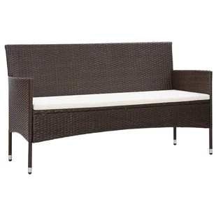 vidaXL 3-osobowa sofa ogrodowa z poduszkami, polirattan, brązowa - Ławki ogrodowe - miniaturka - grafika 8