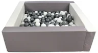 Suche baseny - Kwadratowy suchy basen z ekoskóry z 200 piłeczkami (biały, szary/biały, szary, srebrny) - miniaturka - grafika 1
