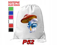 Torby szkolne - WOREK SZKOLNY NA WF BUTY SPORTOWY DLA DZIECKA SMERFY 5 WZORÓW + IMIĘ - miniaturka - grafika 1