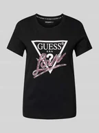 Koszulki i topy damskie - T-shirt z obszyciem z kamieni stras - miniaturka - grafika 1