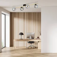 Lampy sufitowe - Euluna Lampa sufitowa Glassy 4-punktowa liniowa czarny/złoty/szary - miniaturka - grafika 1