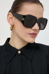 Gucci okulary przeciwsłoneczne damskie kolor czarny - Okulary przeciwsłoneczne - miniaturka - grafika 1