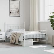 Łóżka - Metalowa rama łóżka z wezgłowiem i zanóżkiem, biała, 107x203 cm Lumarko! - miniaturka - grafika 1