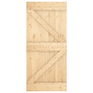 Drzwi przesuwne z osprzętem, 95x210 cm, lite drewno sosnowe 8721012082304 - Drzwi wewnętrzne - miniaturka - grafika 5