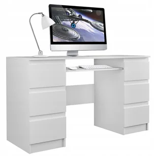 Topeshop Biurko komputerowe TOPESHOP, białe, 130x77,x50 cm - Biurka - miniaturka - grafika 5