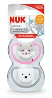 Smoczki uspokajające - NUK NUK Smoczek Uspakajający 0-6M "1" SPACE kotek SILIKON 2szt. 730313A - miniaturka - grafika 1