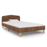 Łóżka - vidaXL Rama łóżka, brązowa, sztuczna skóra zamszowa, 90 x 200 cm - miniaturka - grafika 1