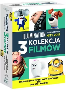 FILMOSTRADA Kolekcja Illumination 2017: Sekretne życie zwierzaków, Sing, Gru Dru i Minionki (3DVD) - Komedie DVD - miniaturka - grafika 1