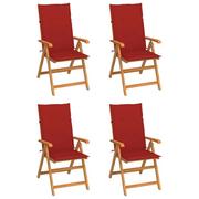 Fotele i krzesła ogrodowe - vidaXL Lumarko Krzesła ogrodowe, 4 szt., czerwone poduszki, drewno tekowe! 3065536 - miniaturka - grafika 1