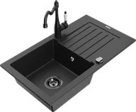 Zlewozmywaki z baterią - Mexen Pablo zlewozmywak granitowy 1-komorowy z ociekaczem i baterią kuchenną Carla, czarny/srebrny metalik - 6510-73-670700-70-B - miniaturka - grafika 1