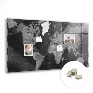 Szklana Tablica Magnetyczna - 120x60 cm, Czarna mapa świata - Tablice i flipcharty - miniaturka - grafika 1