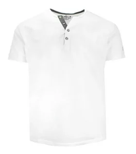 Koszulki męskie - T-shirt Bawełniany z Guzikami przy Kołnierzyku, Biały bez Nadruku, Krótki Rękaw -PAKO JEANS - Pako Jeans - grafika 1