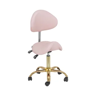 Physa Krzesło siodłowe 51 65 cm 150 kg jasnoróżowe / złote - Taborety i krzesła kosmetyczne - Krzesła i taborety kosmetyczne - miniaturka - grafika 1
