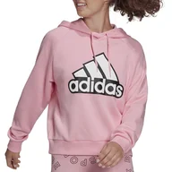 Bluzy sportowe damskie - Bluza adidas Essentials Outlined Logo Hoodie HC9174 - różowa - Adidas - miniaturka - grafika 1