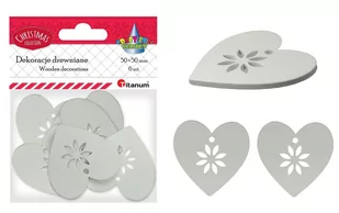 Titanum Drewniane serca ażurowe 50x50mm białe 6szt - Pozostałe akcesoria dla plastyków - miniaturka - grafika 1
