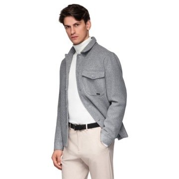 Lekka flauszowa kurtka męska z dodatkiem wiskozy szara V2 OM-JANP-0199 XL