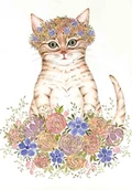 Kartki okolicznościowe i zaproszenia - Karnet A5 Kot w kwiatach - Henry - miniaturka - grafika 1