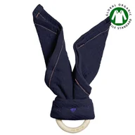 Chusty do noszenia dzieci - Hi Little One - Przytulanka Z Organicznej Bio Bawełny Gots Z Gryzakiem Sleepy Bunny Cozy Muslin With Wood Teether 2In1 Navy - miniaturka - grafika 1