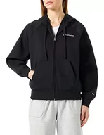 Bluzy damskie - Champion Damska bluza z kapturem Legacy American Classics Stretch Interlock małe logo Boxy Full Zip, Czarny, L - miniaturka - grafika 1