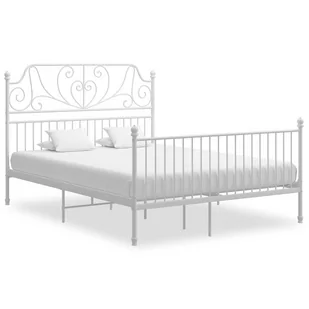 vidaXL Lumarko Rama łóżka, biała, metal i sklejka, 160 x 200 cm 324854 - Łóżka - miniaturka - grafika 1