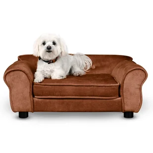 Sofa dla psa LUCY w kolorze pomarańczowym – Kanapa dla kota, psa tapicerowana tkaniną welurową - Legowiska dla psów - miniaturka - grafika 1