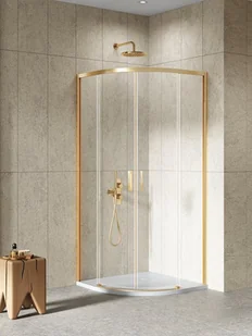 Kabina prysznicowa półokrągła 90x90 złota szczotkowana K-3589 Prime New Trendy Gold Brushed - Kabiny prysznicowe - miniaturka - grafika 1