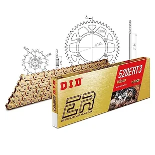 Zestaw łańcuchów DID Alu 520ERT2 / 114 zapięcie na klips czarny do Kawasaki KX F 250 ccm rok prod. 2011-2022 - Części motocyklowe - miniaturka - grafika 1