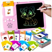 Układanki dla dzieci - TABLET DO RYSOWANIA + CZYTNIK KART DO NAUKI ANGIELSKIEGO 224 SŁÓWKA EDU 2w1 - miniaturka - grafika 1