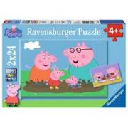 Puzzle - Ravensburger 09082 - Peppa Pig: szczęśliwe życie rodzinne, 2 x 24 części puzzle - miniaturka - grafika 1