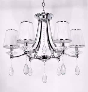 Lumina Deco LAMPA wisząca DOMINNI LDP 9268 6 SILVER Deco żyrandol OPRAWA abażurowa z kryształkami crystal srebrny - Lampy sufitowe - miniaturka - grafika 1